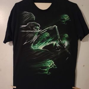 Glow in the dark death rides a chopper t-shirt